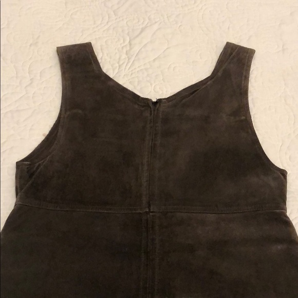Vintage Dark Brown Suede Mock Neck Mini Dress main image 0
